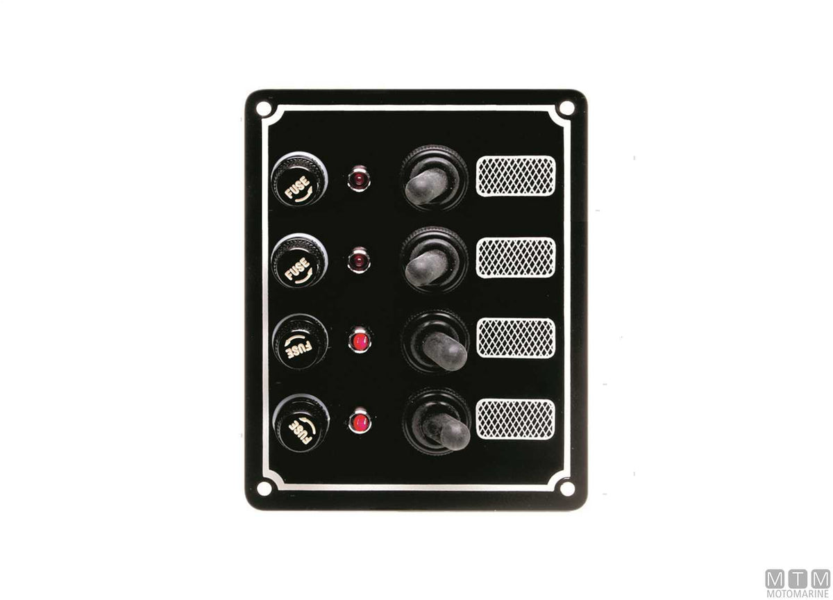 Aluminium panel with lever switches, 6 positions, 170x100 mm - original photo Motomarine Srl