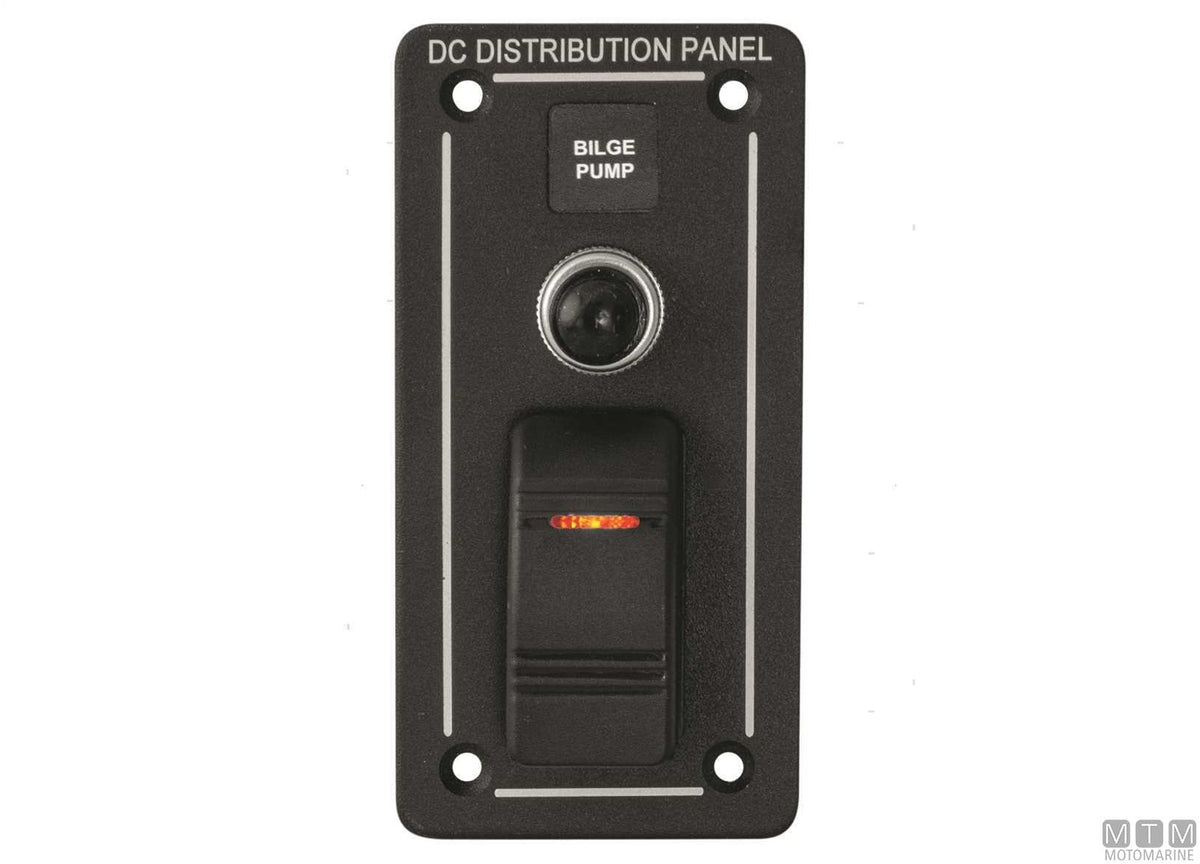 Black aluminium panel with 5+1-position rocker switches - original photo Motomarine Srl