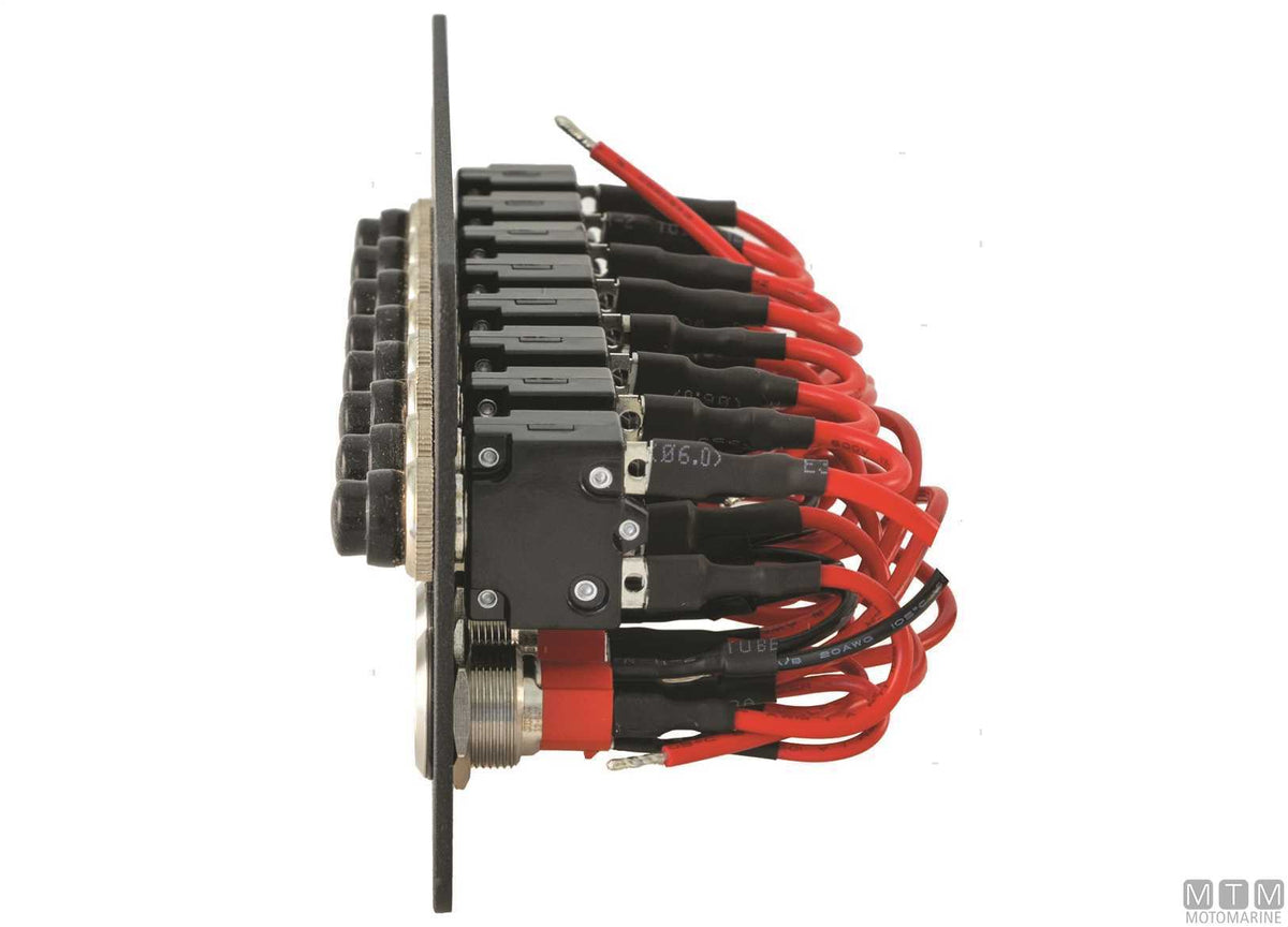 Aluminium panel with stainless steel push-buttons, 6 positions, 178x95 mm - original photo Motomarine Srl
