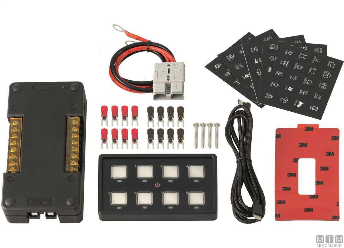Panel with touch switches and Bluetooth, 8 positions, 90x180 mm - original photo Motomarine Srl