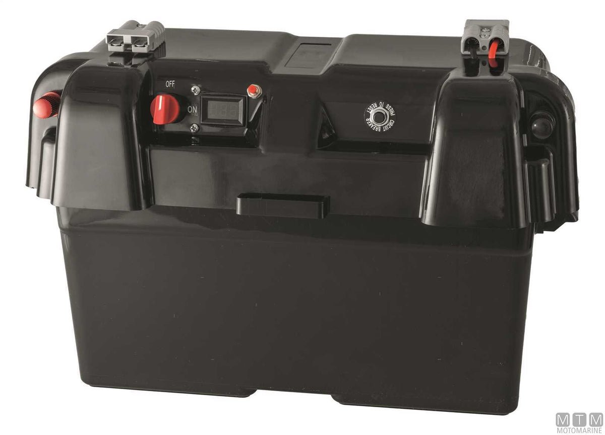 Battery holder with display, switch and USB 420x250xH285 mm - original photo Motomarine Srl