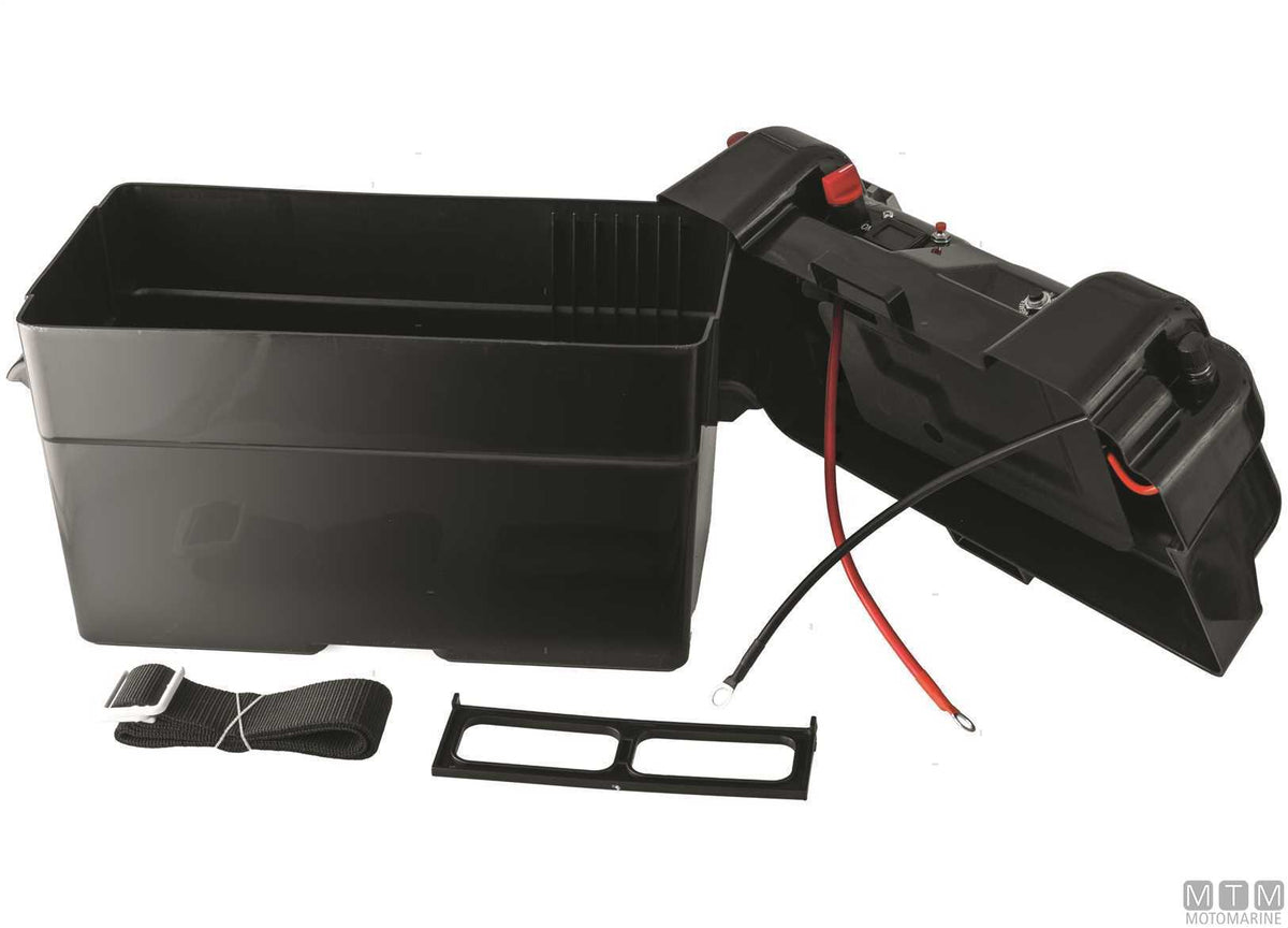 Battery holder with display, switch and USB 420x250xH285 mm - original photo Motomarine Srl