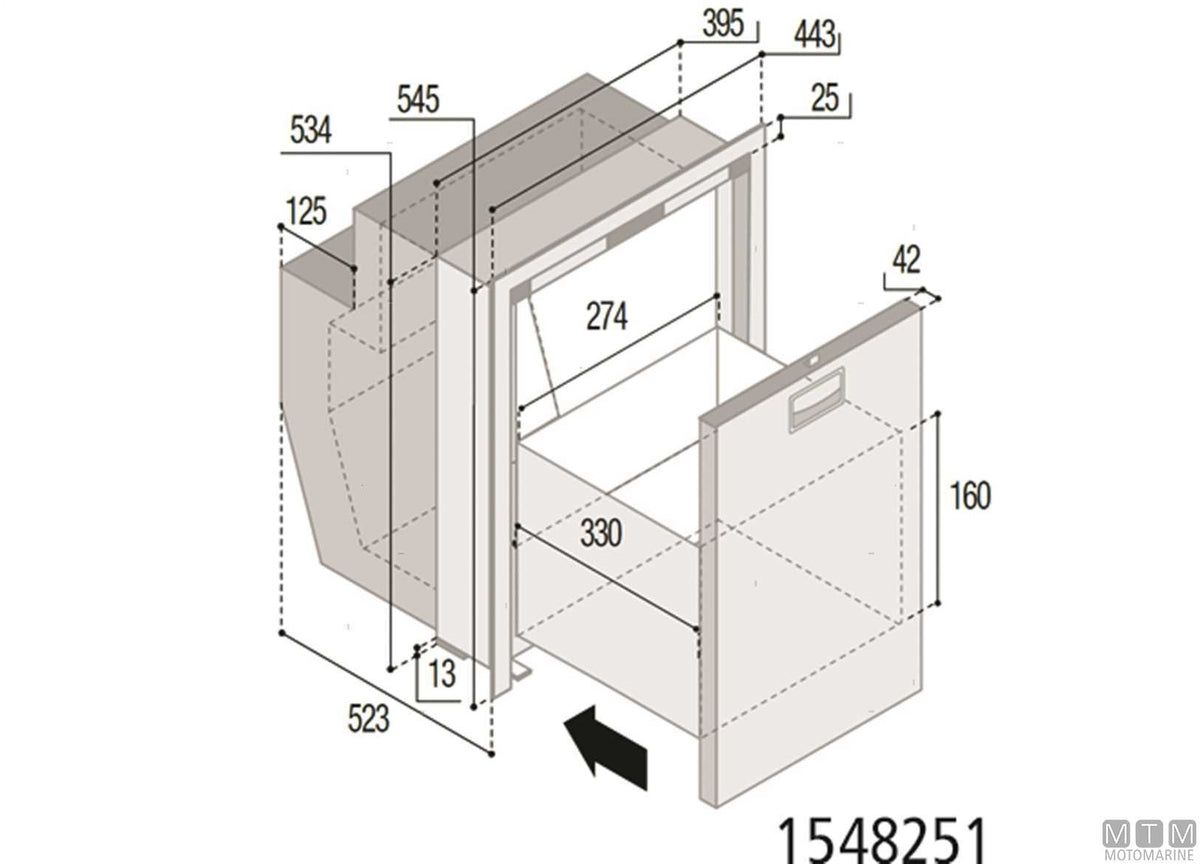 Drawer fridge 51 L VF DW51I stainless steel, internal compressor - original photo Motomarine Srl