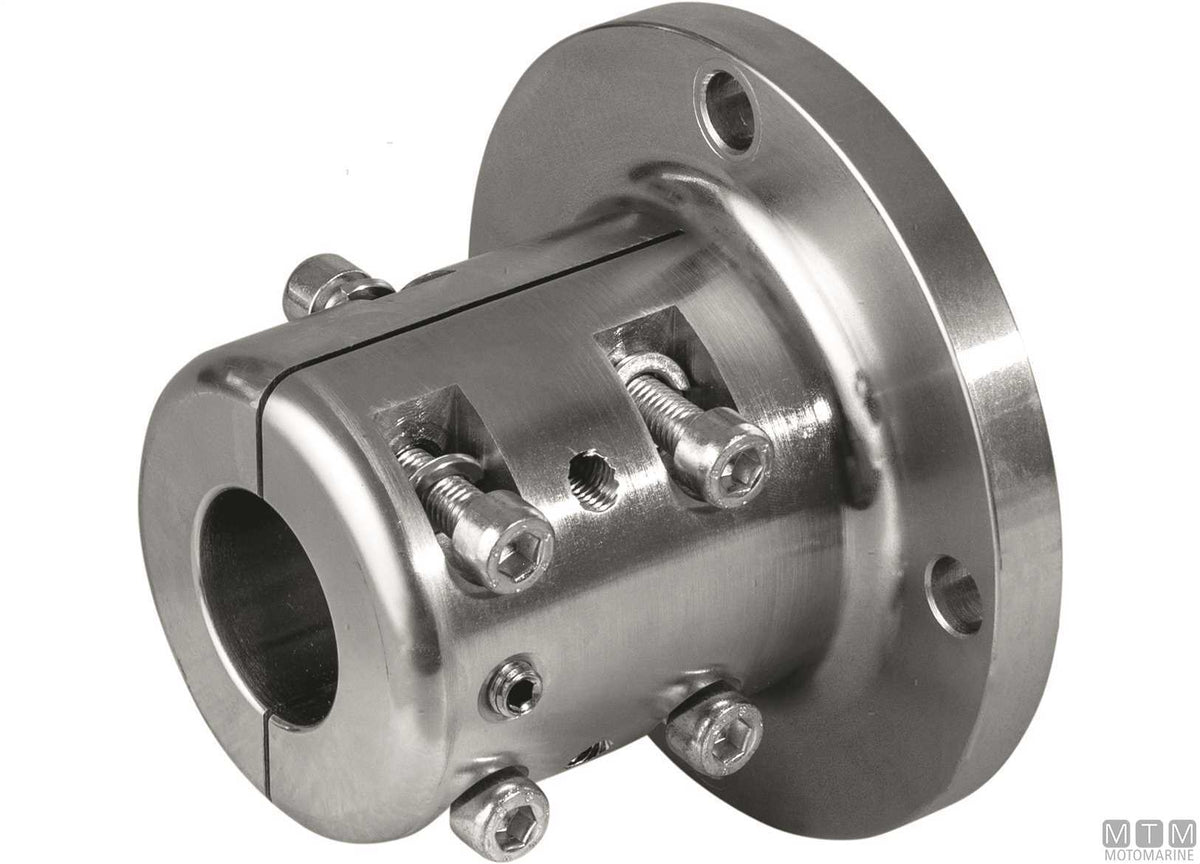 Long C45 coupling flange for Ø35 mm shaft, D127 mm - original photo Motomarine Srl