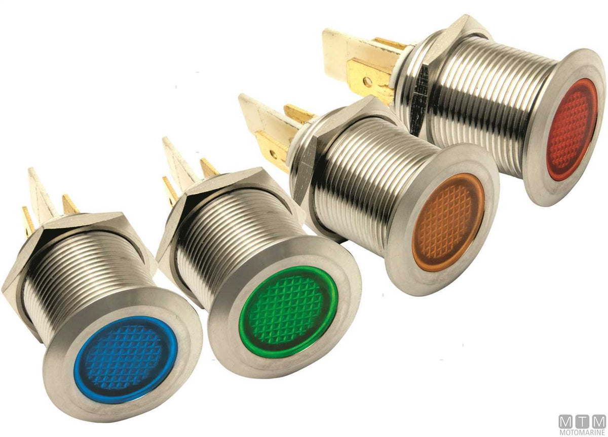 Blue LED indicator 24V Ø19 mm - original photo Motomarine Srl
