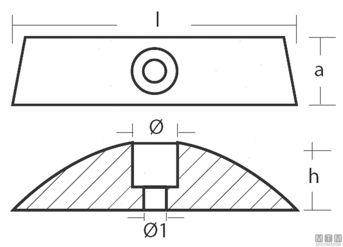 Double plate anode for Volvo 110-120, zinc - original photo Motomarine Srl