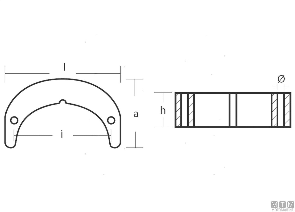1/2 collar anode John/Evin 35/75 in aluminium - original photo Motomarine Srl
