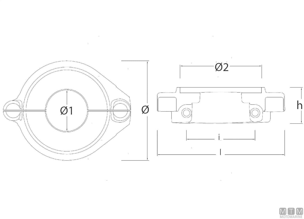 Collar anode for Volvo Duoprop Saildrive 130/150, aluminium - original photo Motomarine Srl