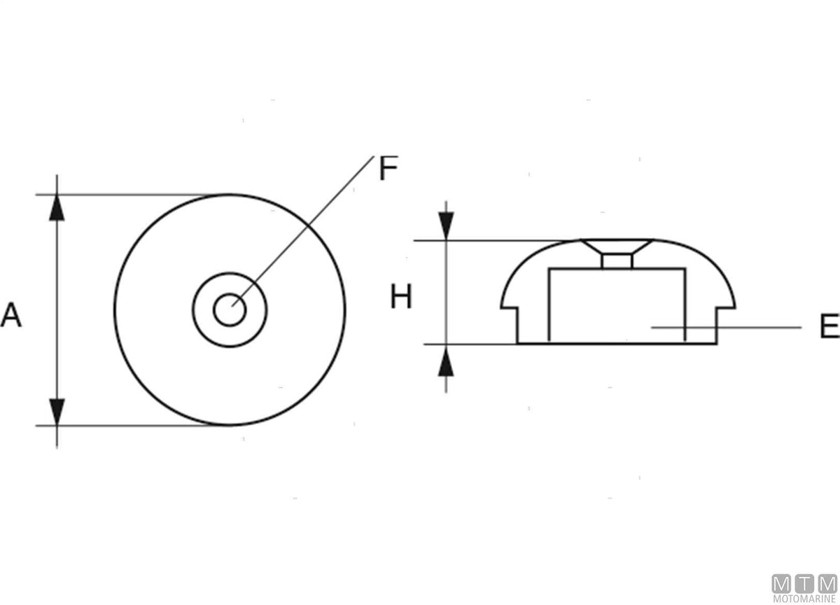 Ogive anode for Sleipner SP55 bow thruster in zinc - original photo Motomarine Srl