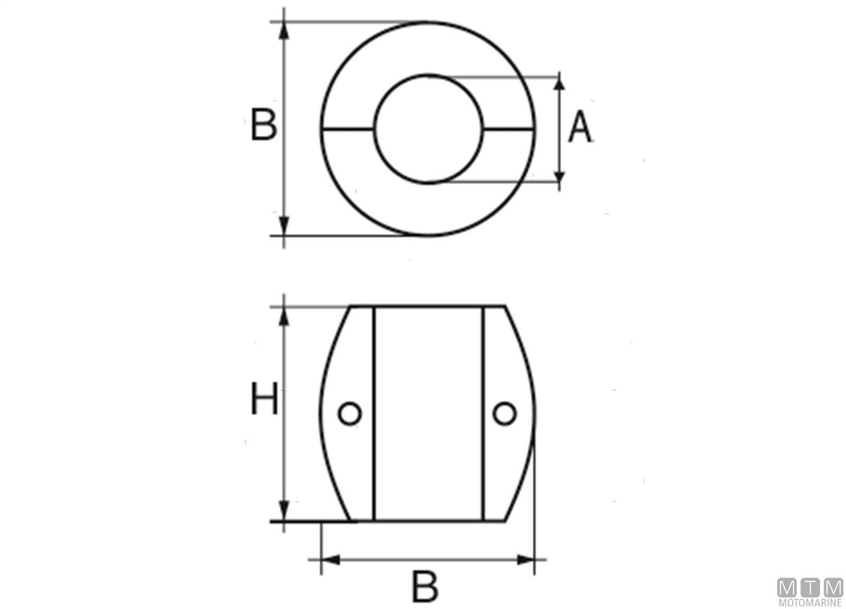 Collar anode for propeller shaft Ø35 mm, zinc - original photo Motomarine Srl