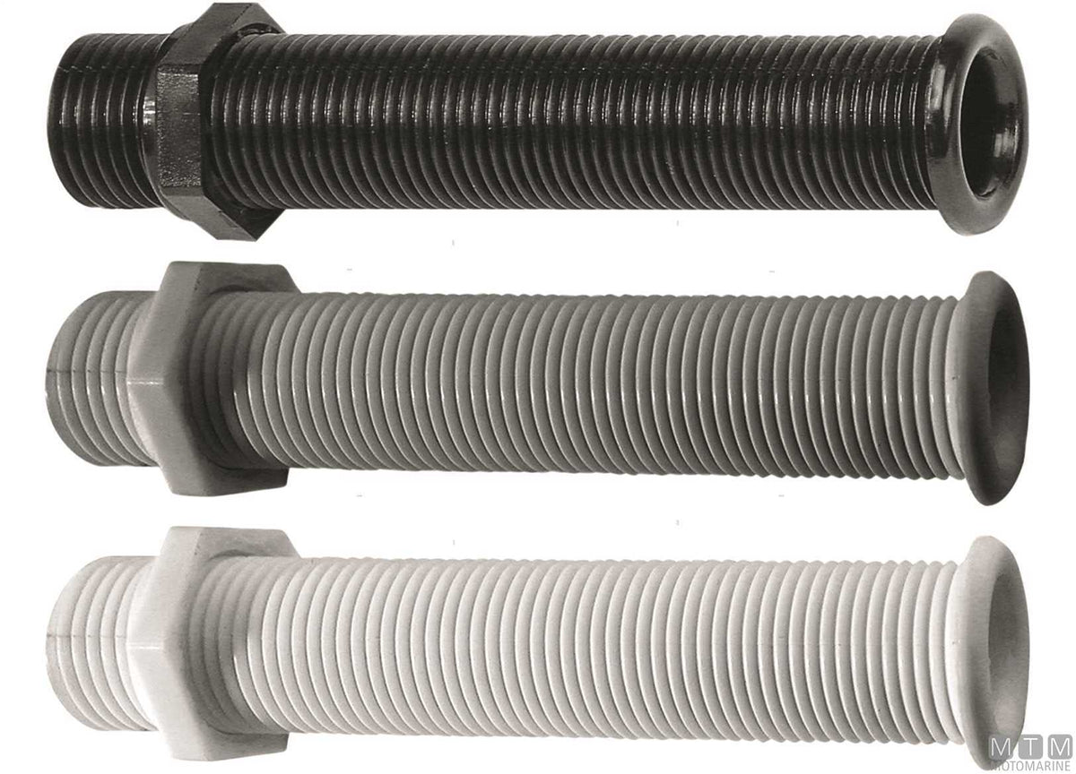 White long through-hull fitting for Ø25 mm plugs - original photo Motomarine Srl