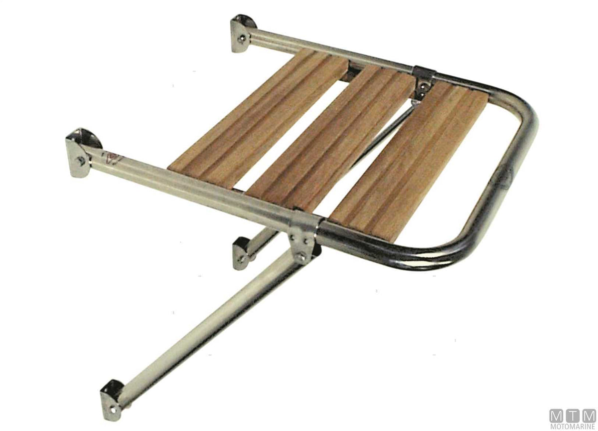 Tinox M swim platform 40x46 cm, stainless steel and doussie wood - original photo Motomarine Srl