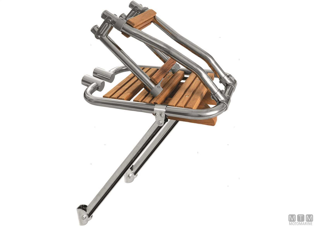 Tinox S swim platform with 2-step ladder, stainless steel and doussie wood - original photo Motomarine Srl