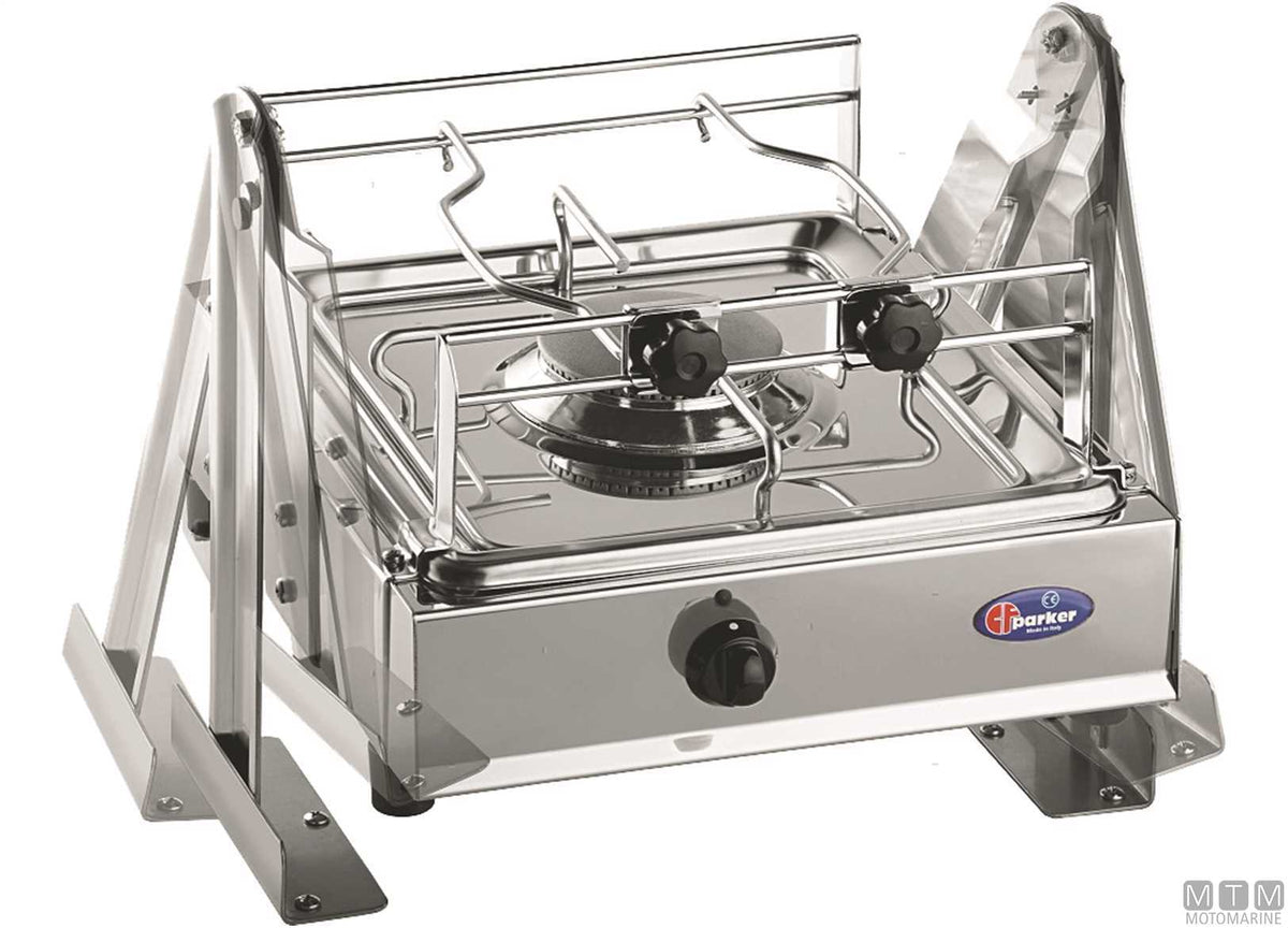 2-burner gas stove with gimbal Parker stainless steel 18/8 - original photo Motomarine Srl