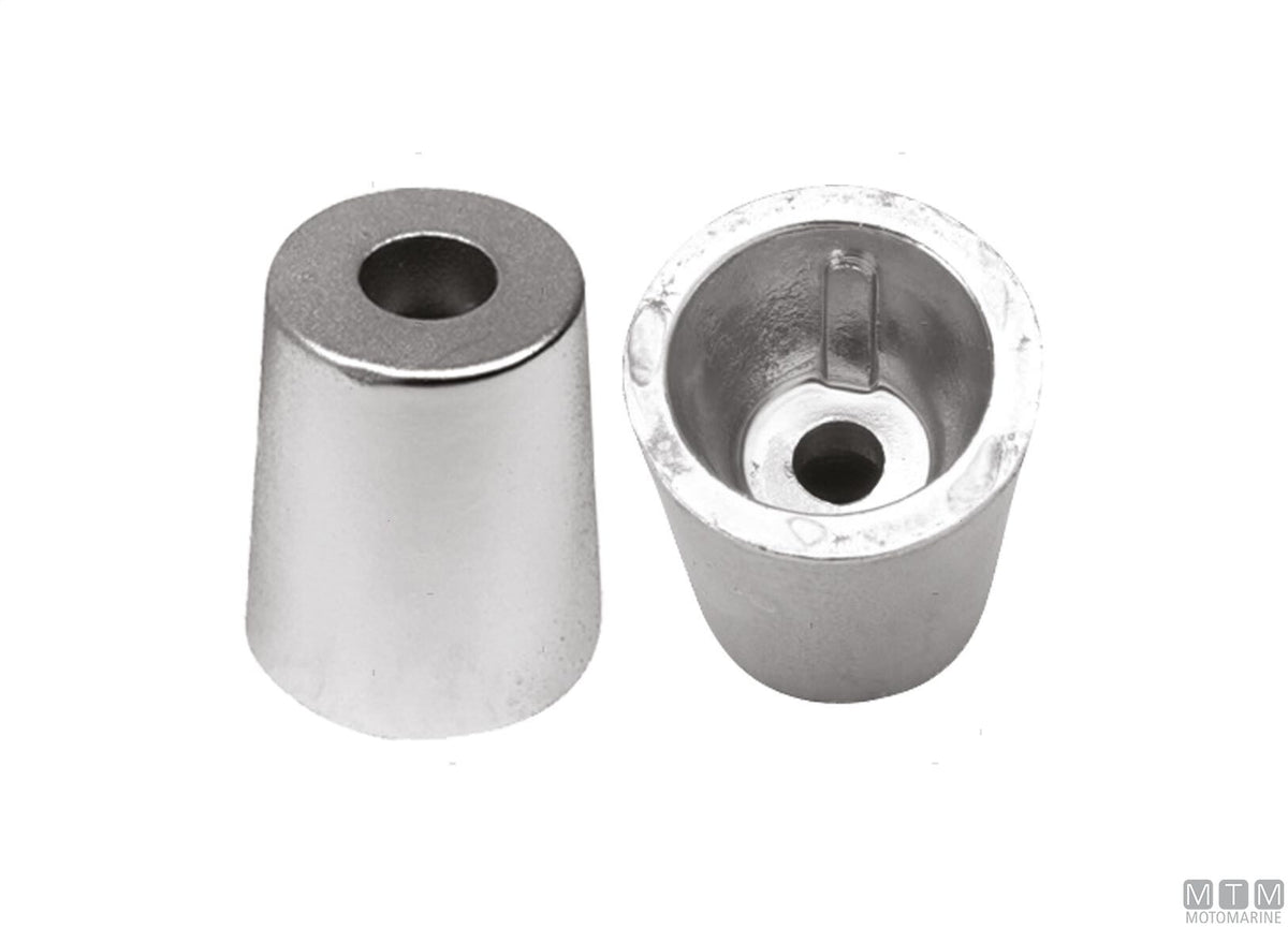 Aluminium nose cone anode with conical fitting Ø50 mm - original photo Motomarine Srl