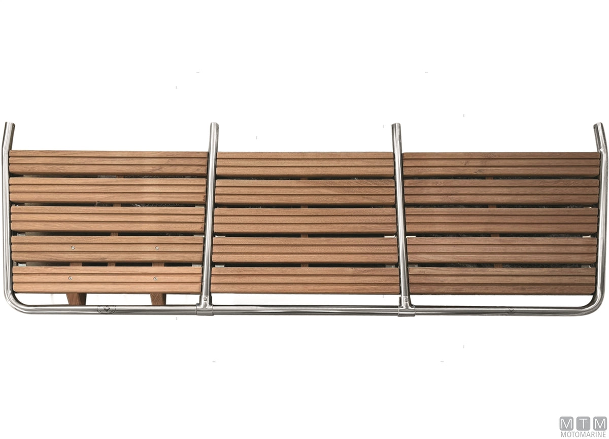 Large stern platform 150x55 cm, stainless steel and wooden slats - original photo Motomarine Srl