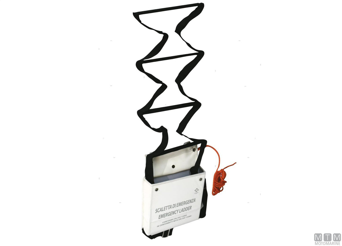 Safety ladder with 11 steps in fibreglass, PES straps - original photo Motomarine Srl