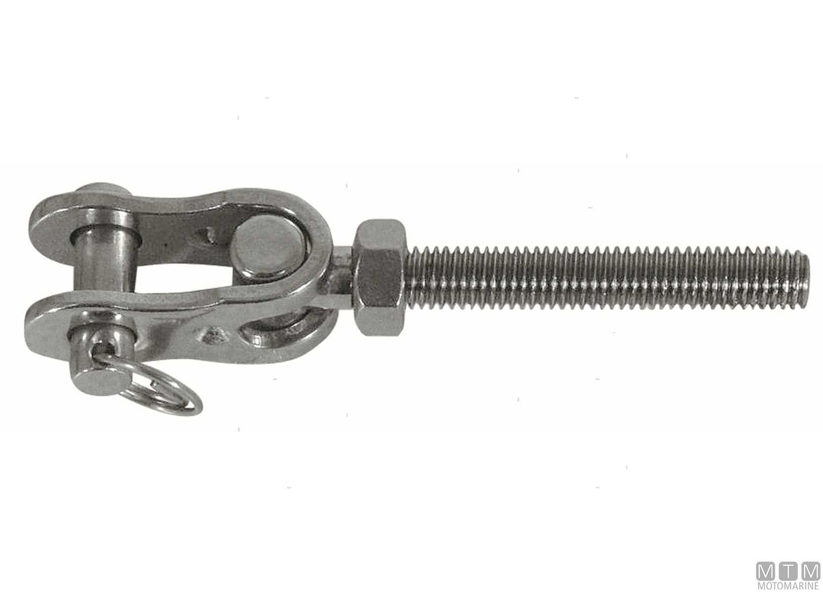 Right-hand thread articulated fork terminal M14 stainless steel 316 - original photo Motomarine Srl