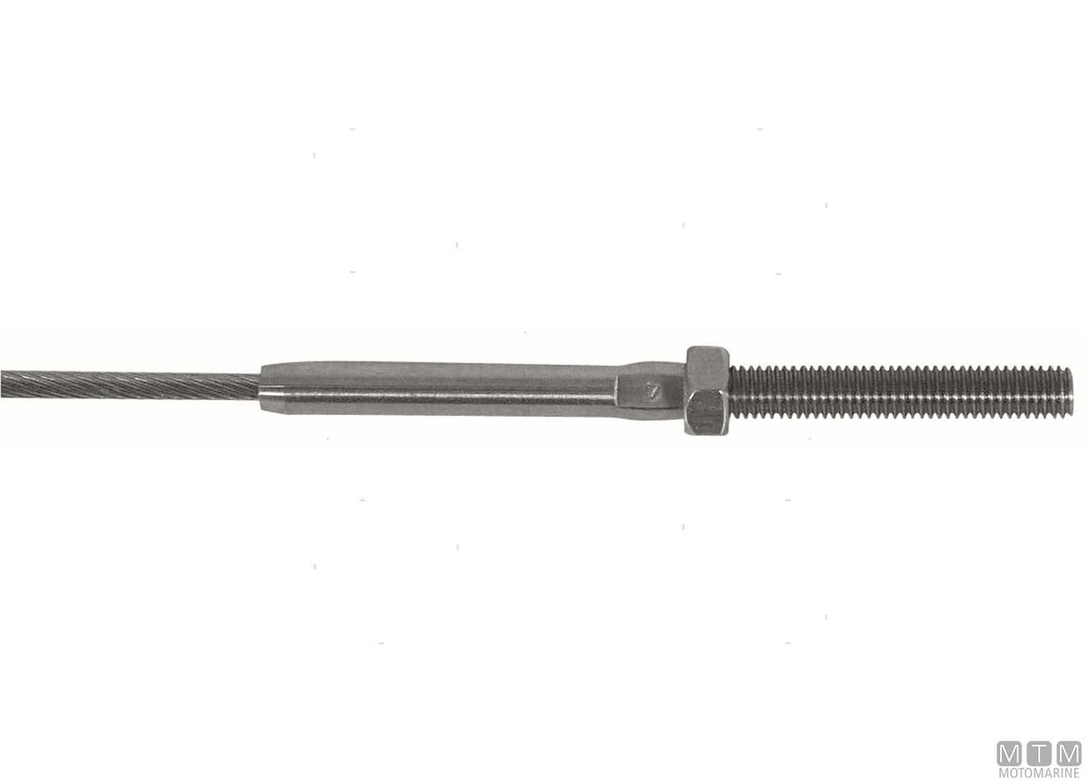 Right-hand swage terminal UNF 1/4 for Ø3 mm wire AISI 316 stainless steel - original photo Motomarine Srl