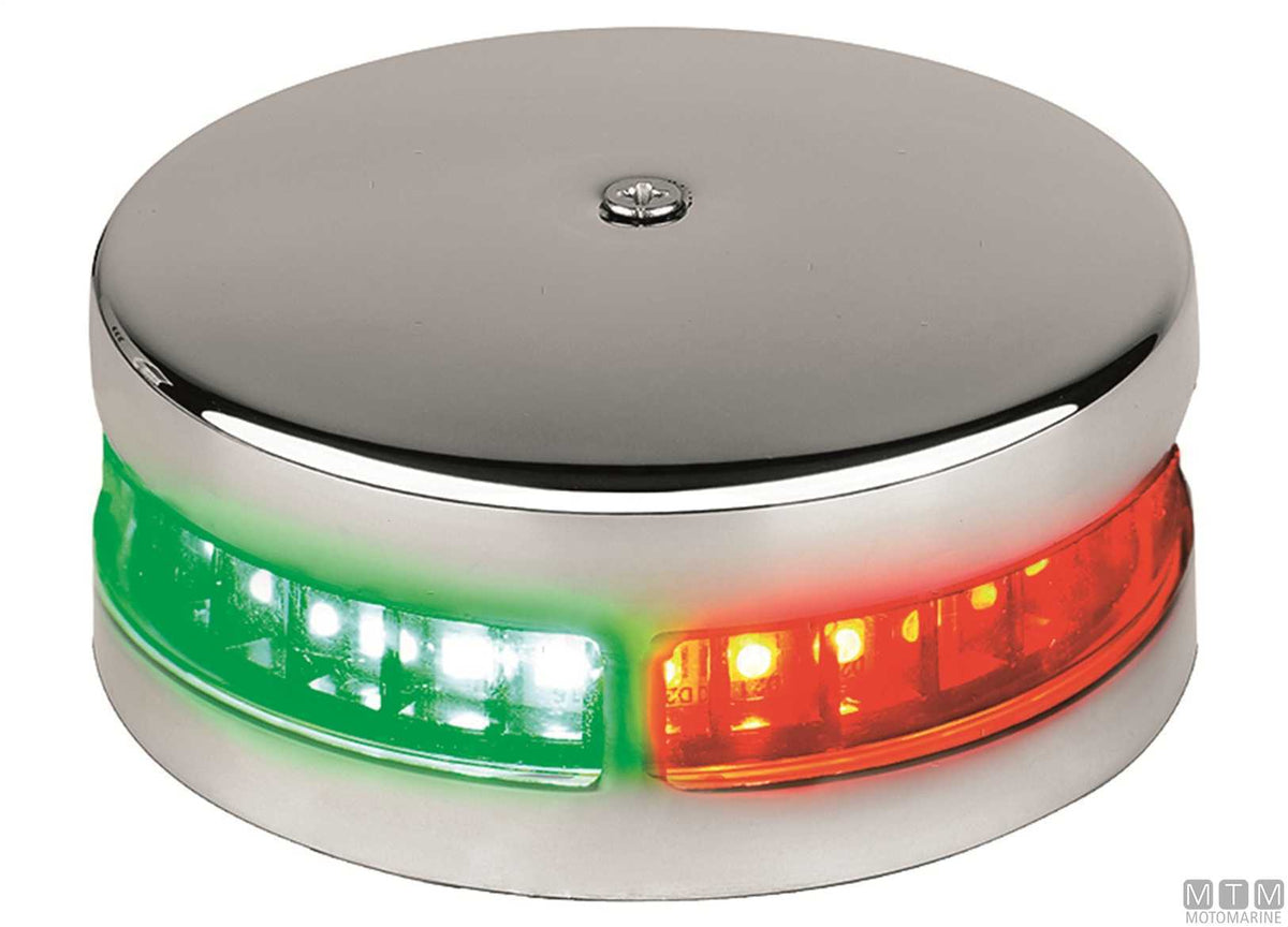 Combined red/green UFO LED bow navigation light in stainless steel - original photo Motomarine Srl