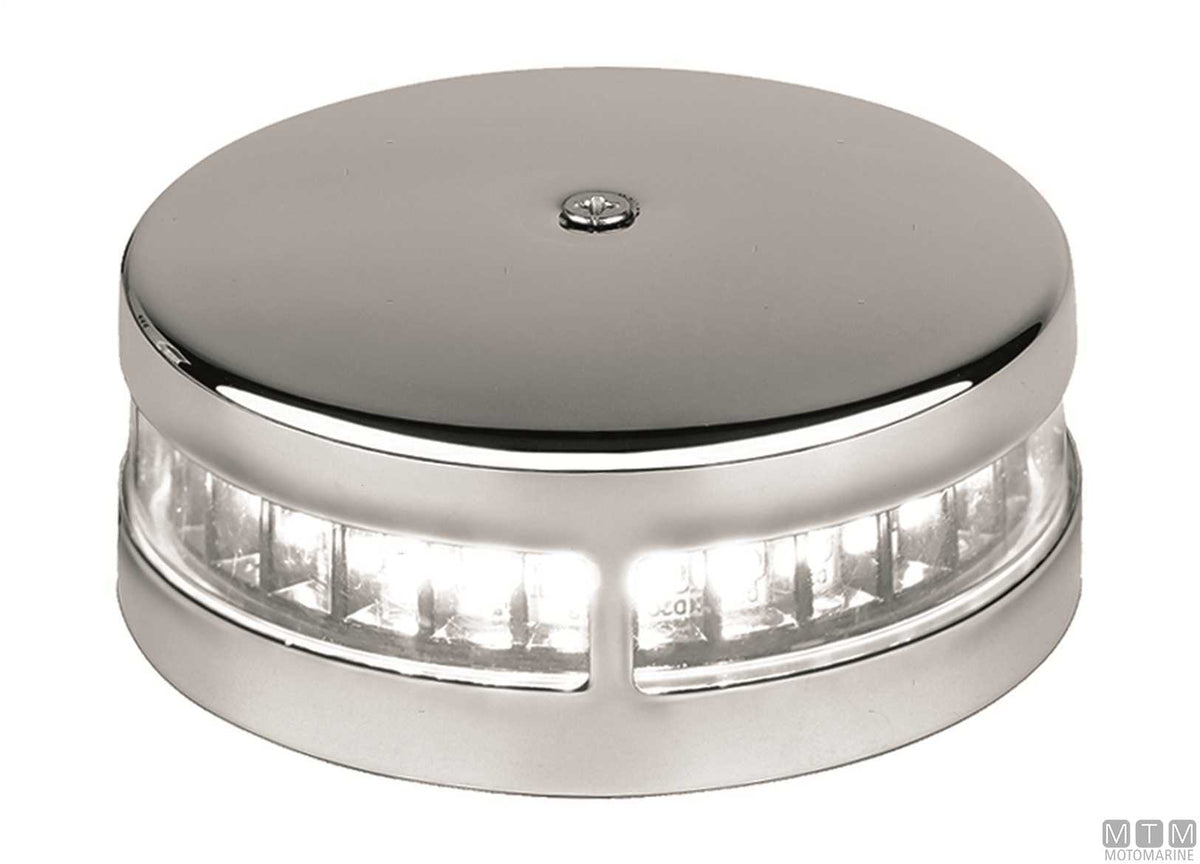 Pair of red and green UFO LED bow navigation lights in stainless steel - original photo Motomarine Srl