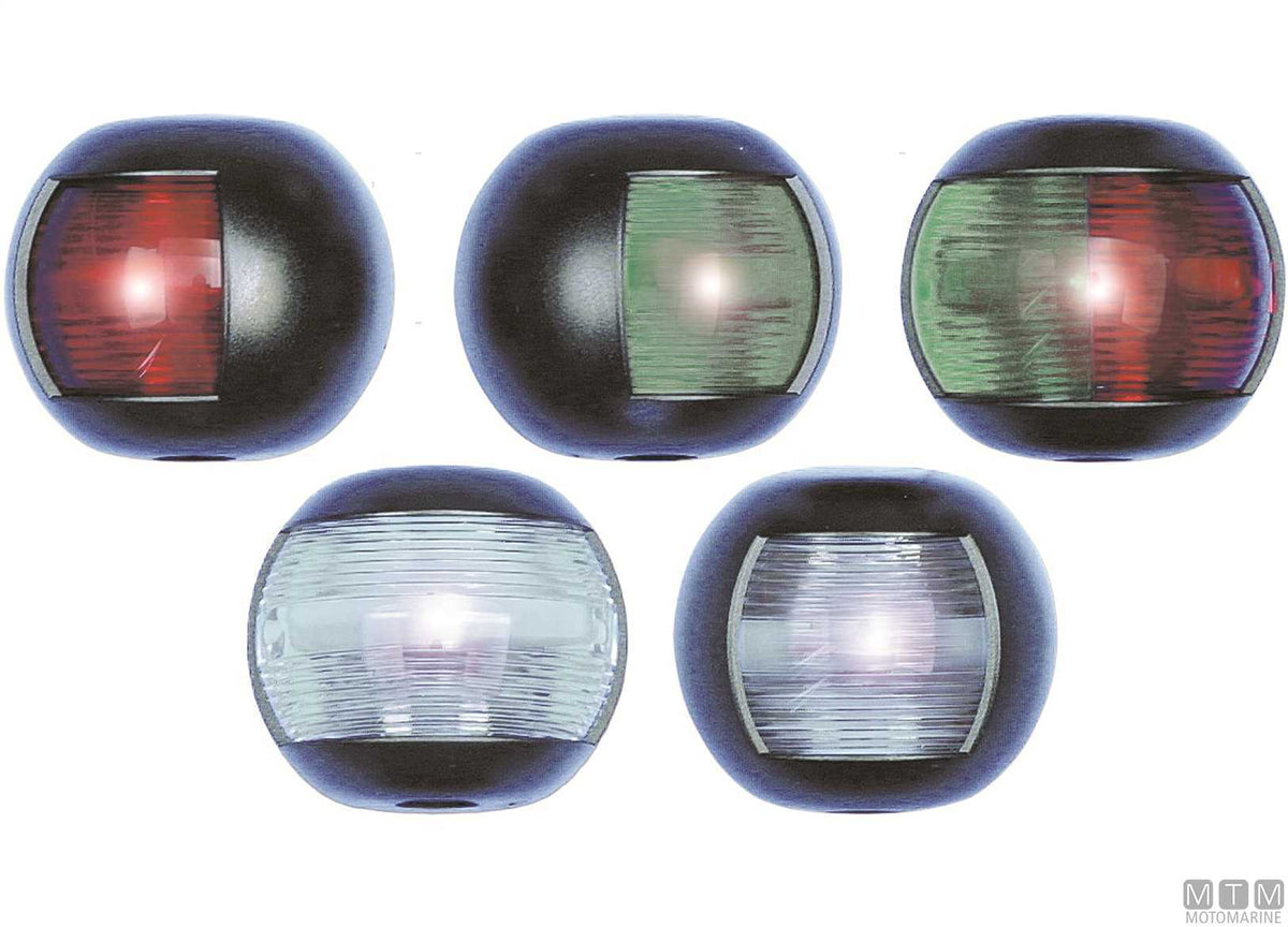 Combined red/green navigation light LED half-dome black 70x63 mm - original photo Motomarine Srl