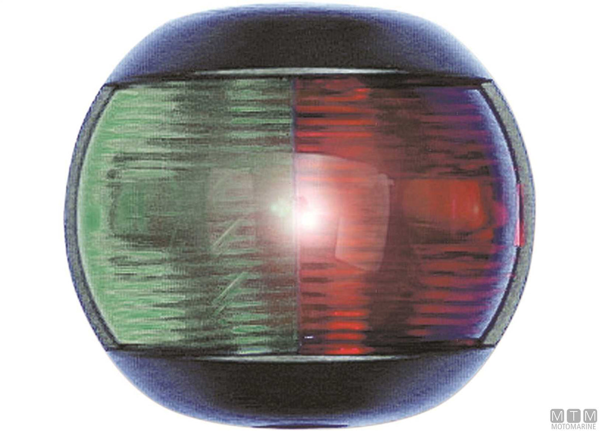 Red side navigation light LED half-dome black 70x63 mm - original photo Motomarine Srl