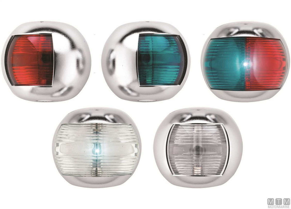 Green side navigation light LED half-dome stainless steel 70x63 mm - original photo Motomarine Srl