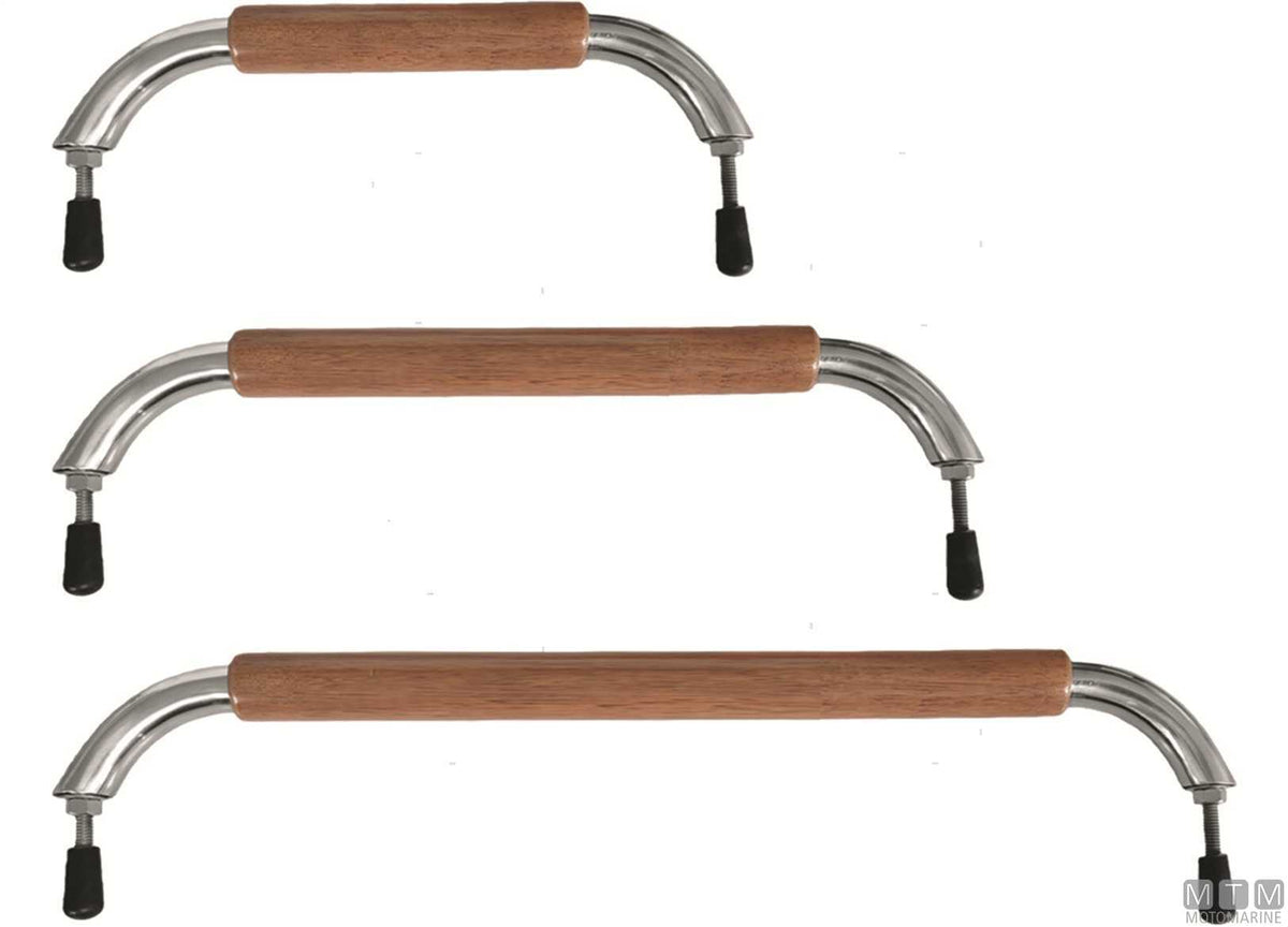 Stainless steel and teak handrail, standard, L305 mm - original photo Motomarine Srl