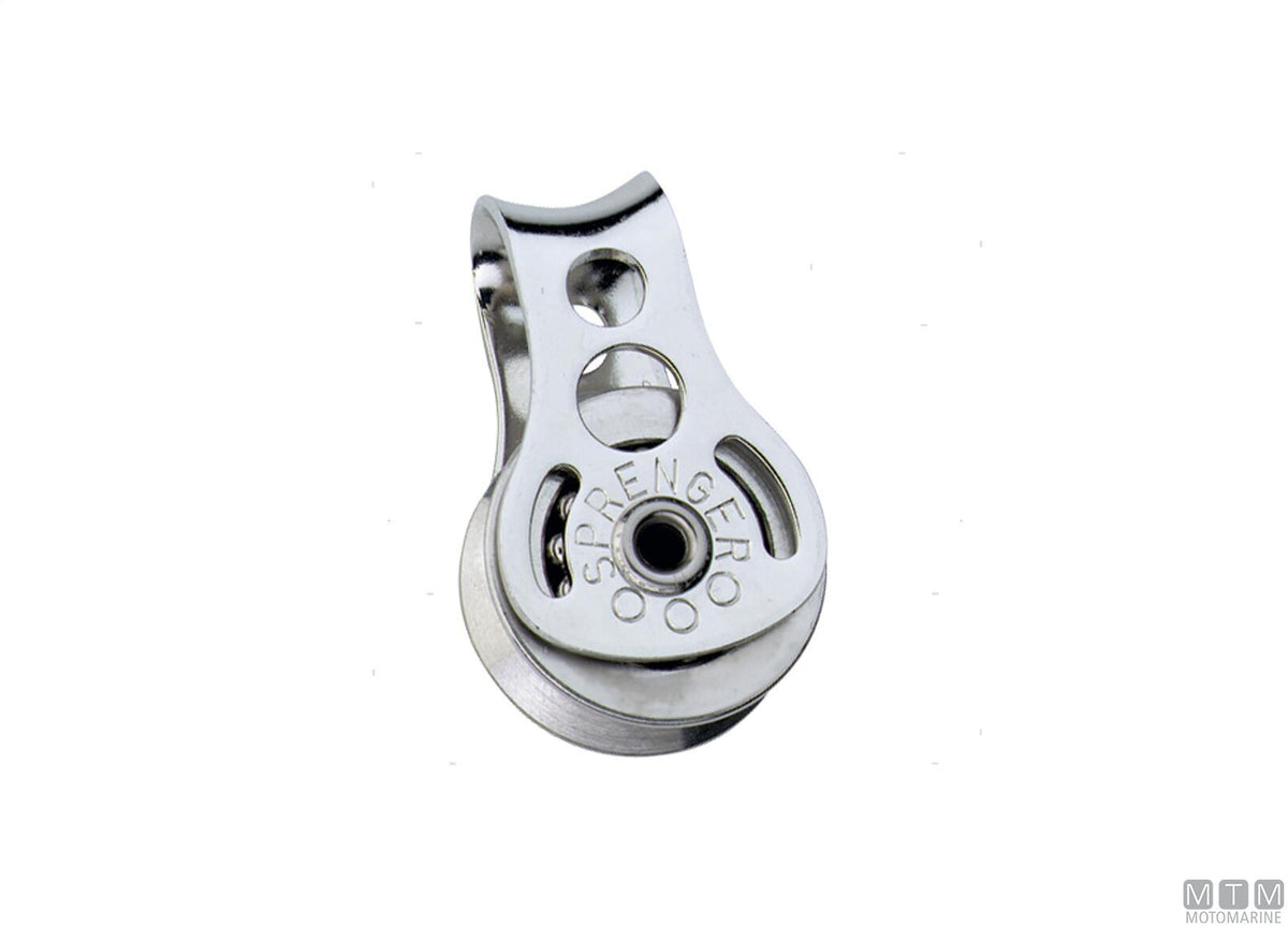 HS stainless steel double flush-mount block, ball-bearing sheave Ø19 mm - original photo Motomarine Srl