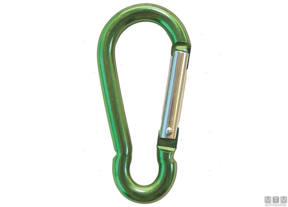 Fireman carabiner Ø6 mm anodized aluminum green - original photo Motomarine Srl