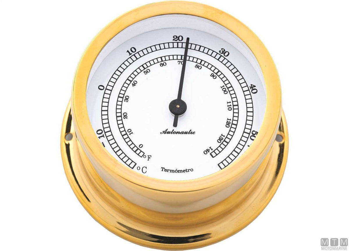 A-Nautic Pacific silent radio-controlled clock 120 mm polished brass - original photo Motomarine Srl