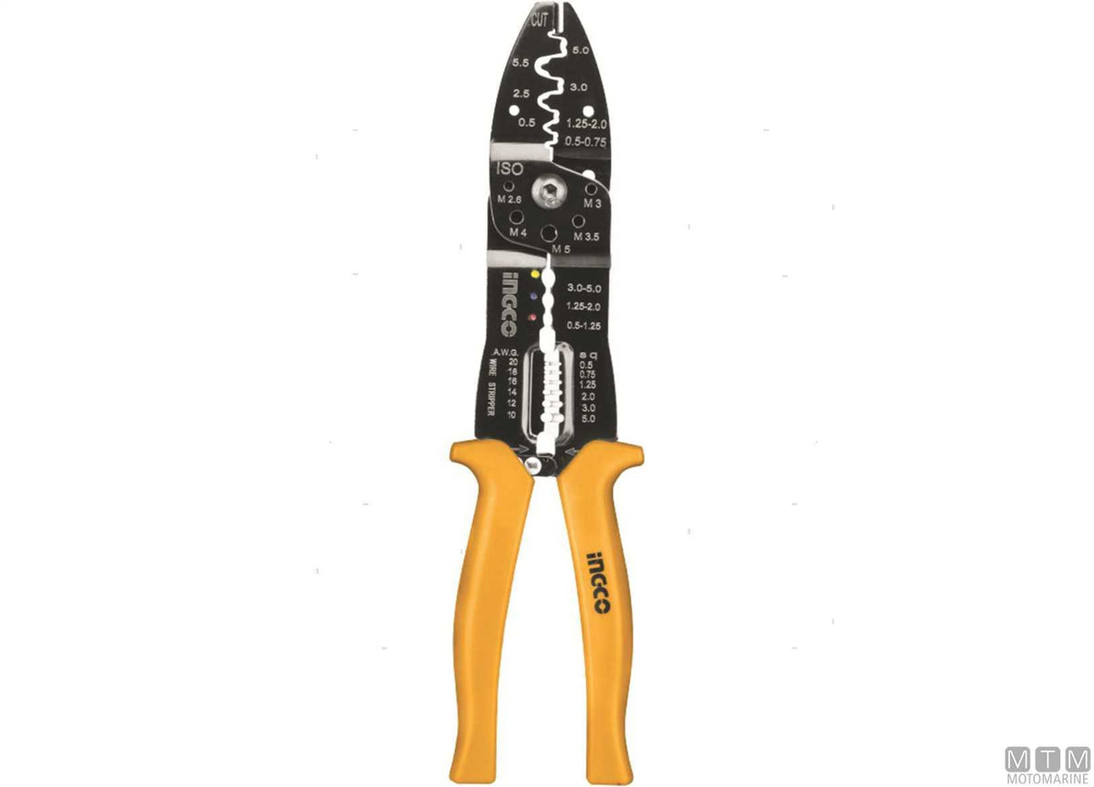 Multi-purpose crimping and wire stripping pliers L 250 mm - original photo Motomarine Srl