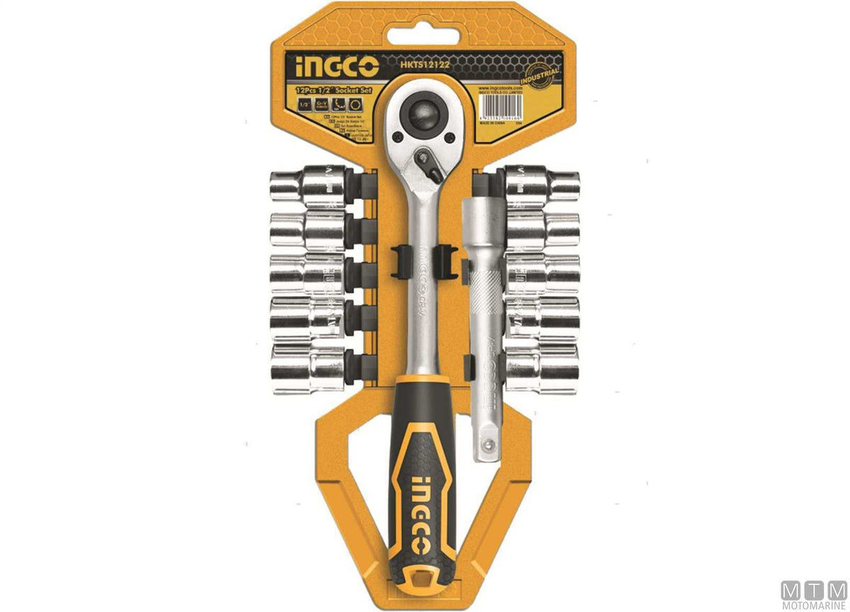 1/2" ratchet with sockets Ø10-24 mm, 12-piece set - original photo Motomarine Srl