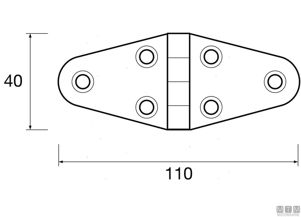 Wing hinge 40x110 mm in black plastic - original photo Motomarine Srl