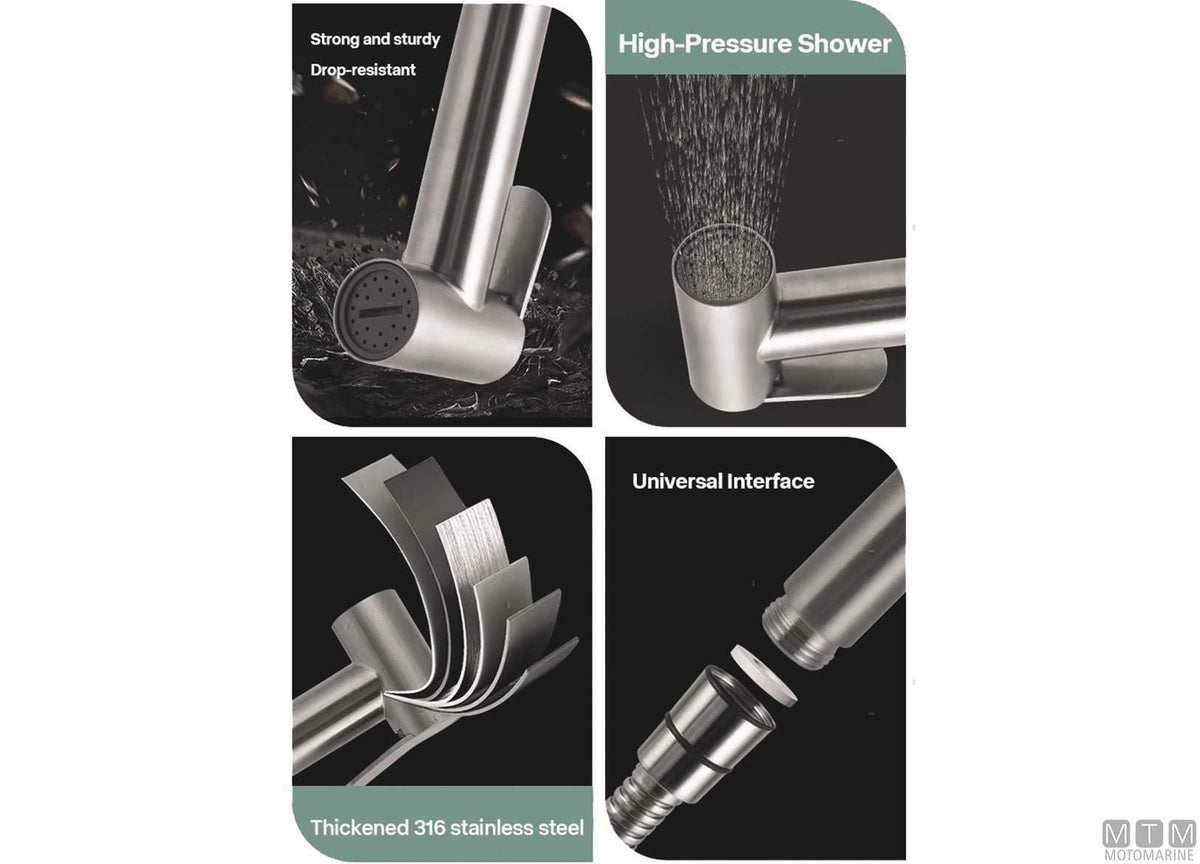 Shower mixer kit stainless steel hose 2.5 m - original photo Motomarine Srl