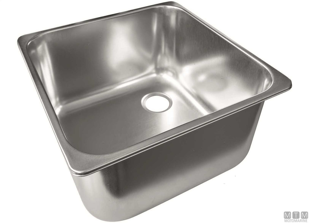Square sink 400x400 mm stainless steel 18/8 - original photo Motomarine Srl