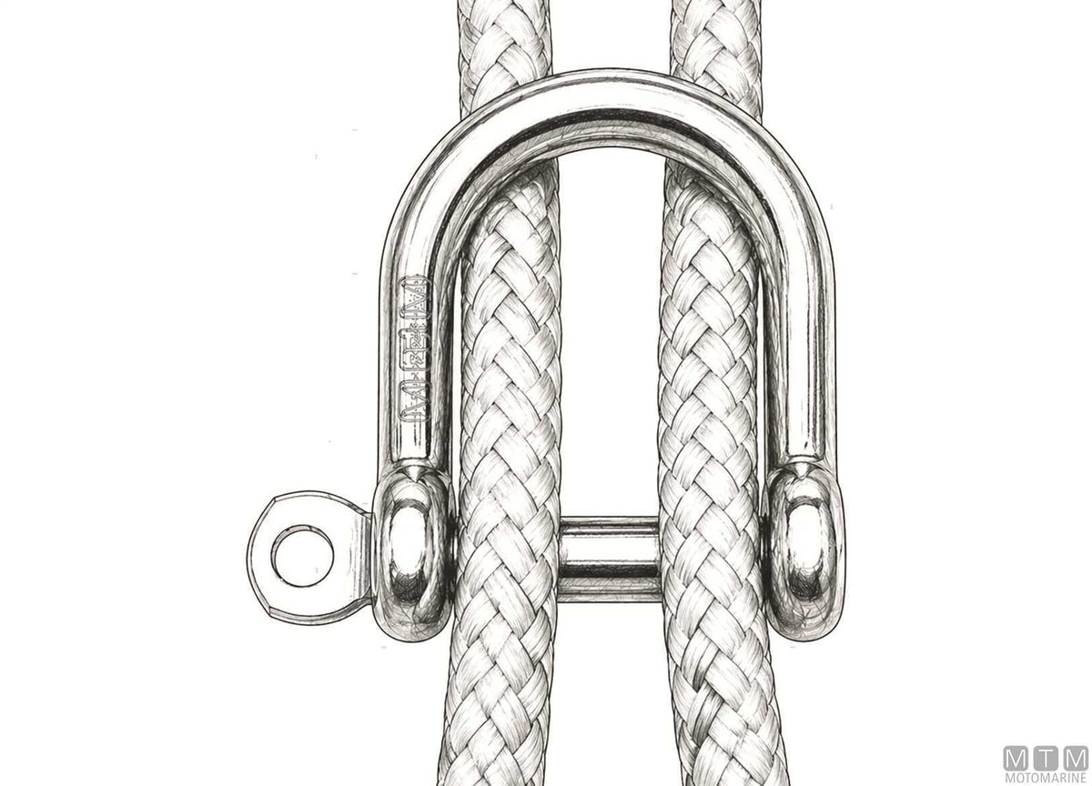 Wide shackle Ø10 mm AISI 316 stainless steel M-CARD - original photo Motomarine Srl