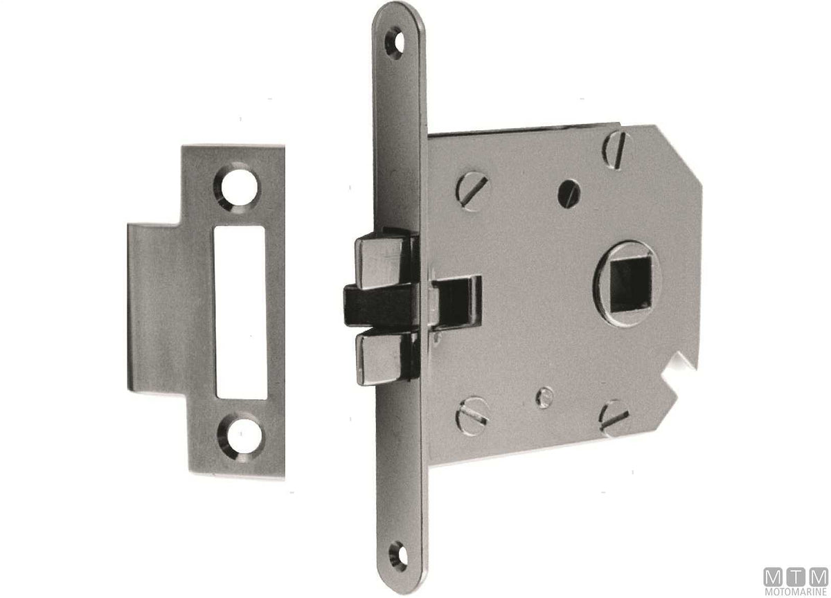 Right-hand recessed lock 409714-13, flat strike in chrome-plated brass - original photo Motomarine Srl