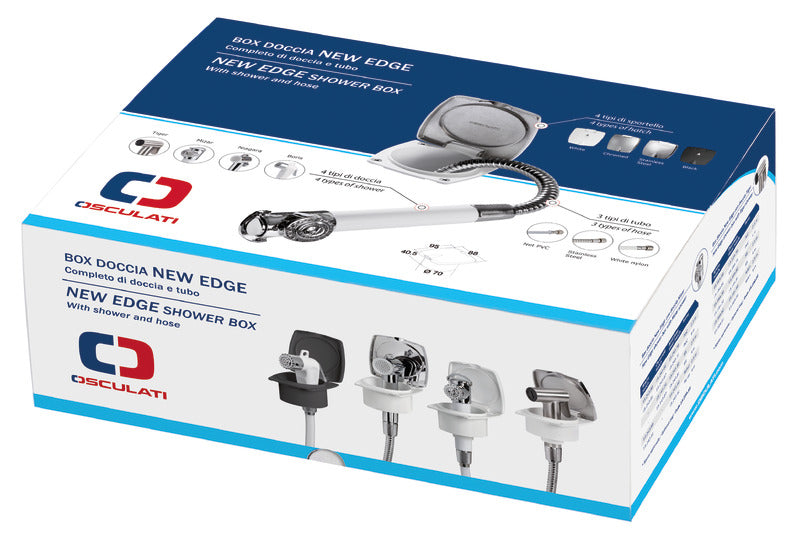 New Edge white shower box SS hose 2.5 m - foto originale Osculati Srl