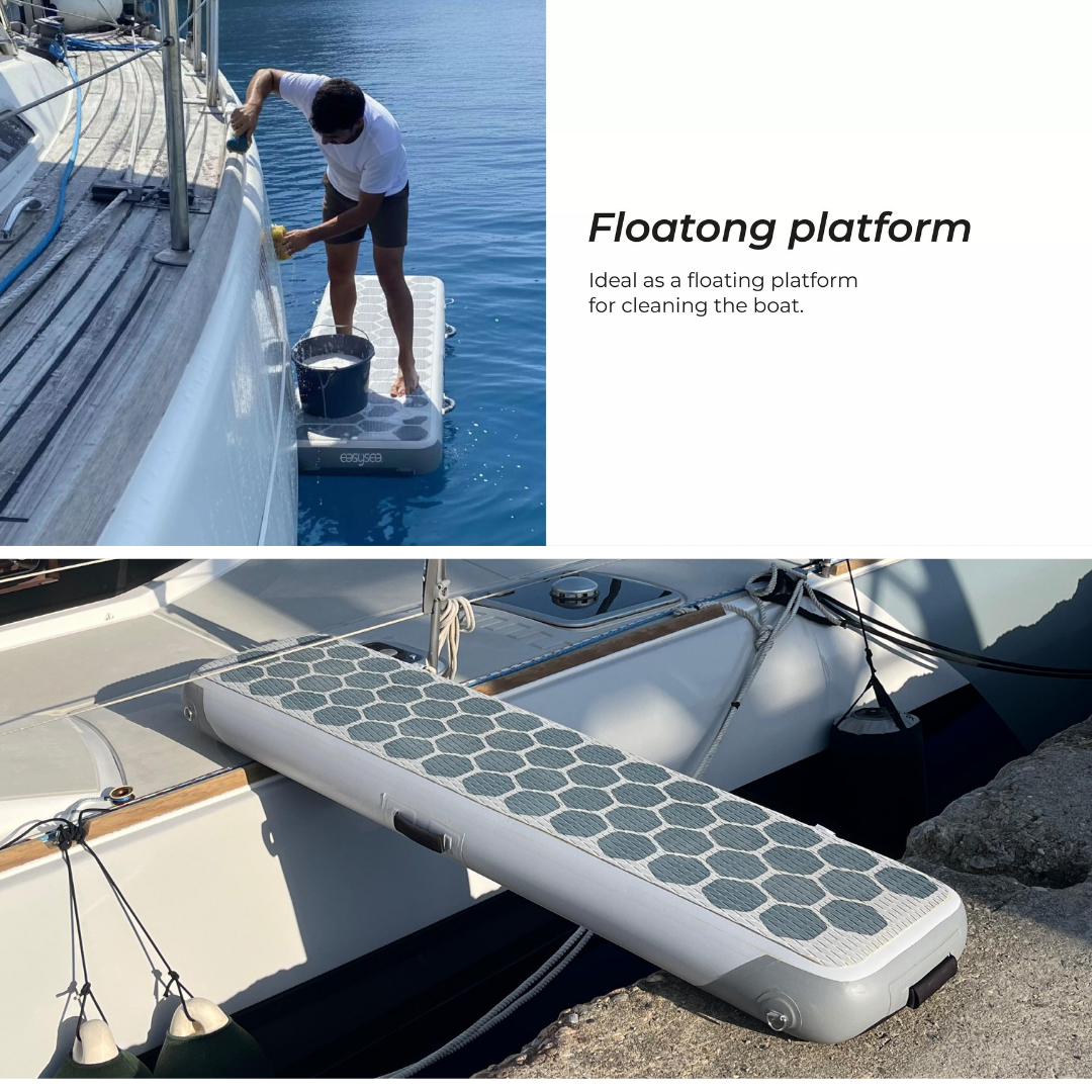 Way2 floating platform used for cleaning the hull at the waterline