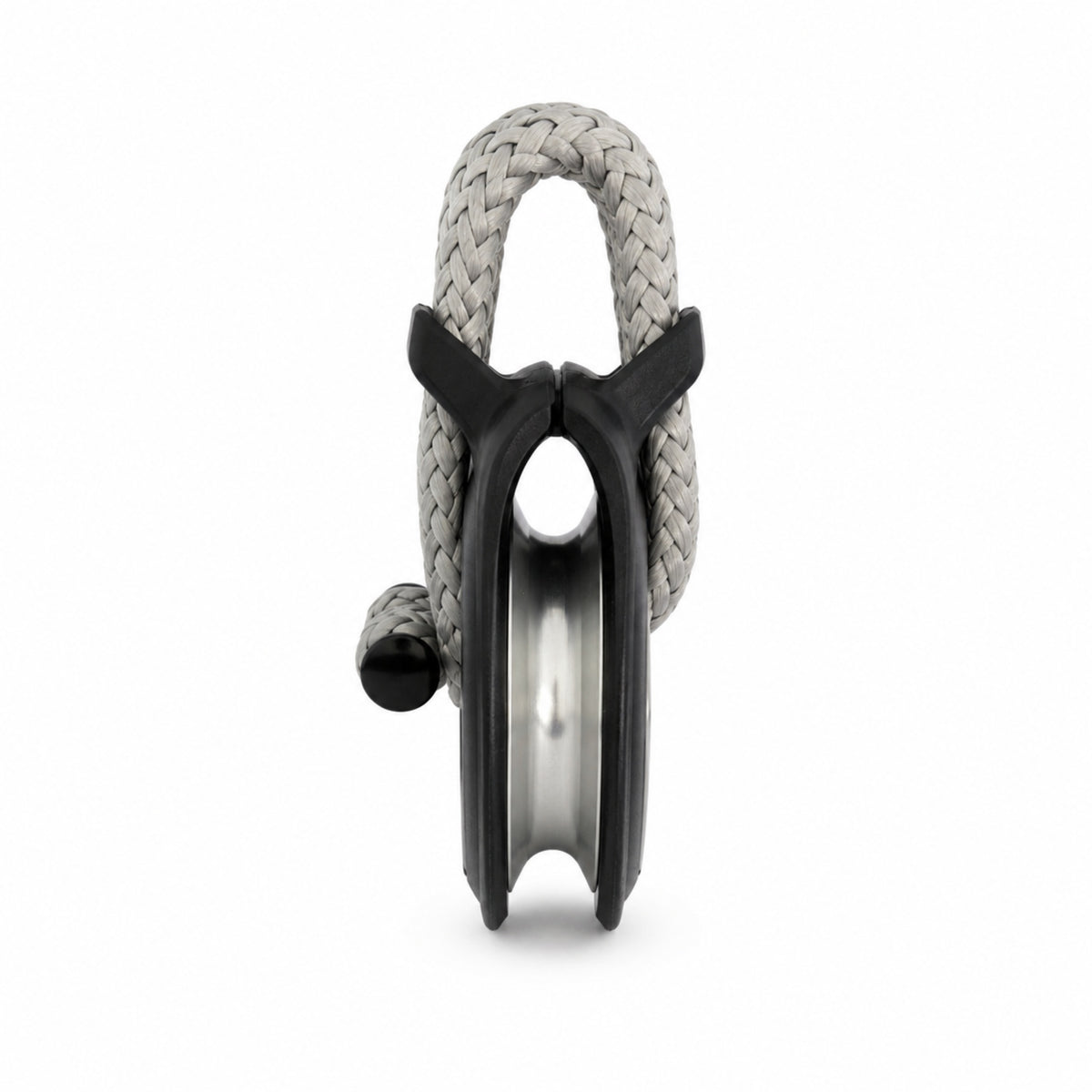 Side profile of the Olli snatch block showing its single-piece construction